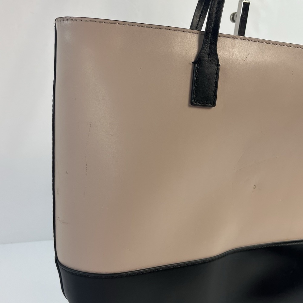 Kate Spade Black Pale Pink Leather Tote Wright Place Karla Tassel Logo Purse Bag - Picture 7 of 10